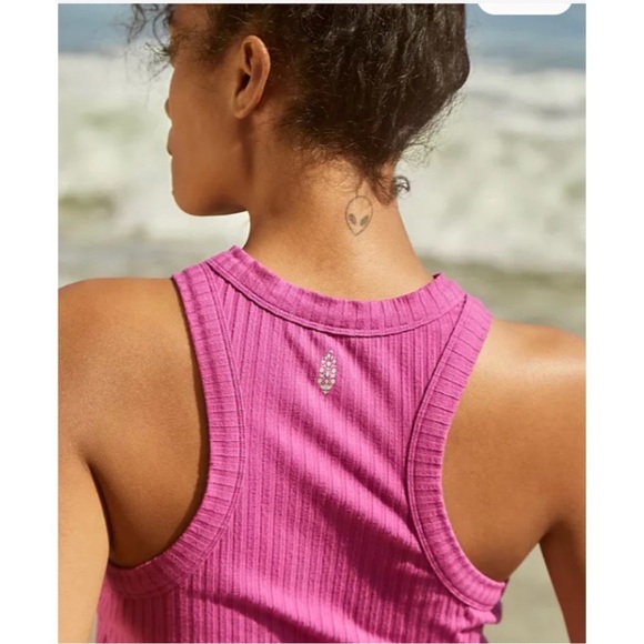 Free People Movement Blissed Out Tank Pink Cactus Flower Athleisure Size Medium - Picture 2 of 7